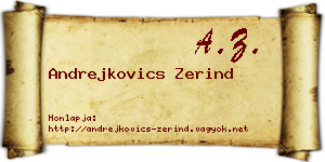 Andrejkovics Zerind névjegykártya
